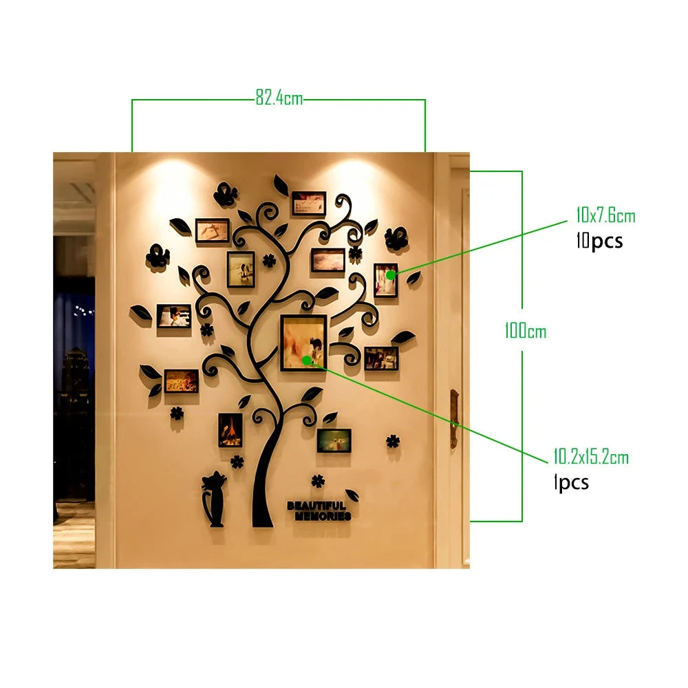 3D Acrylic Family Tree Decal Sticker