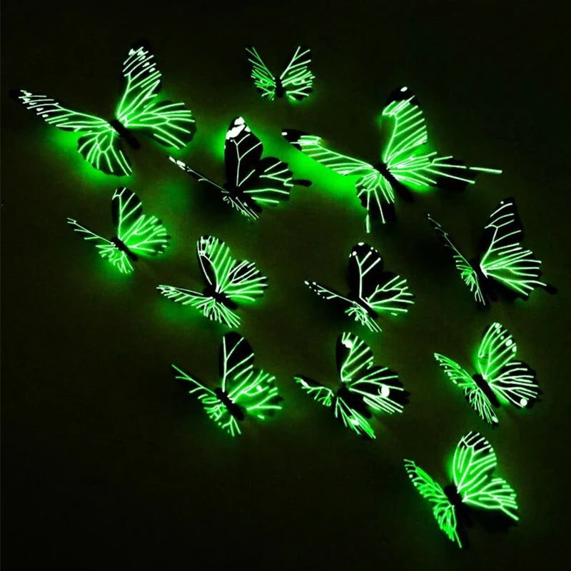 12 3D Glow In The Dark Butterflies.