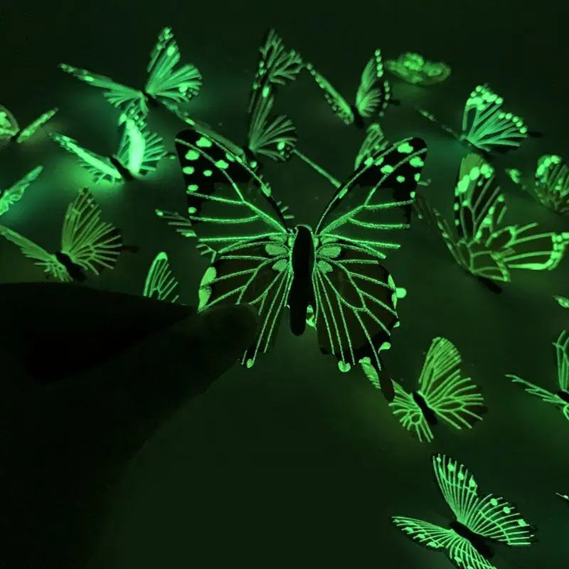 12 3D Glow In The Dark Butterflies.