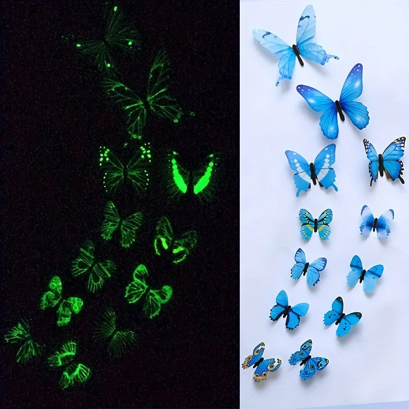 12 3D Glow In The Dark Butterflies.