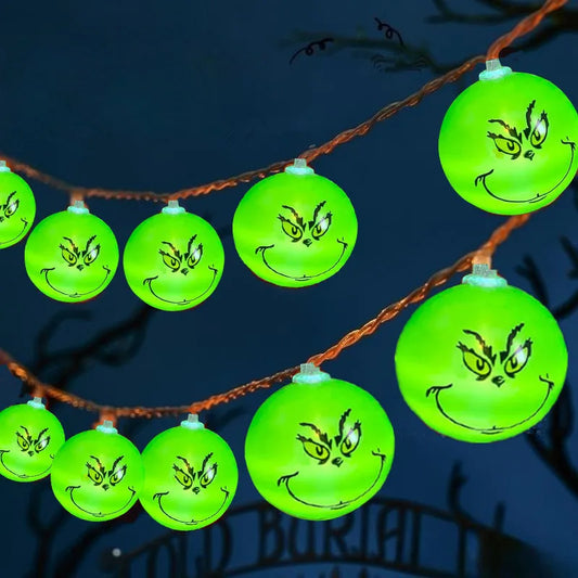 Christmas Grinch String Lights. LED. Battery/USB Operated for Tree, Home, Garden. Indoor/Outdoor