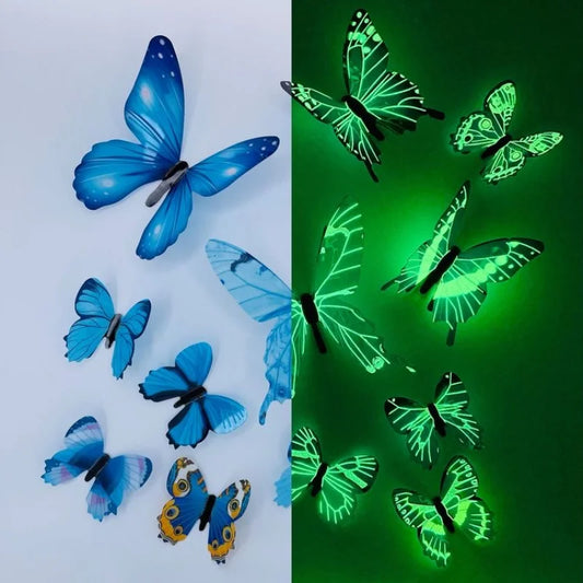 12 3D Glow In The Dark Butterflies.