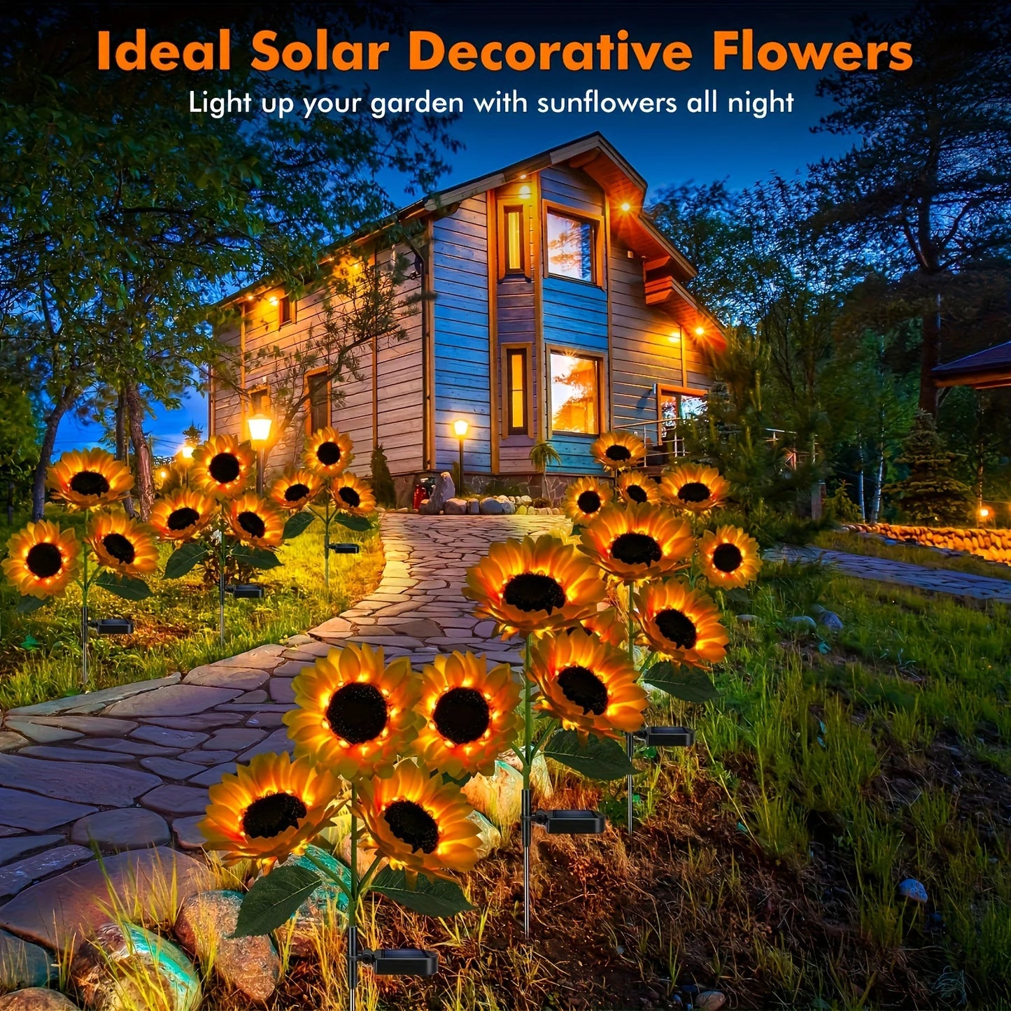 Sunflower Solar Lights 
Outdoor 1stem 3 head LED Sunflower