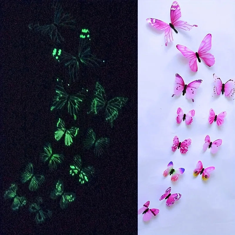 12 3D Glow In The Dark Butterflies.